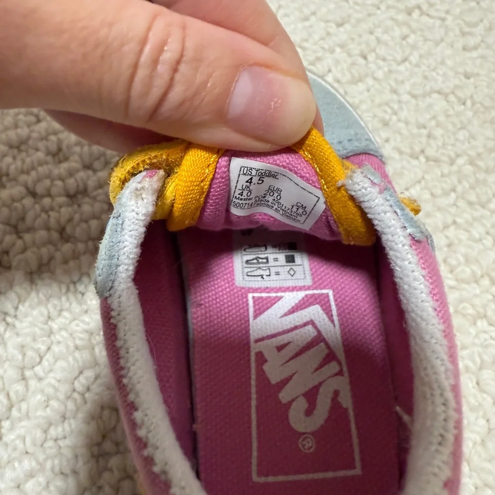 Vans Kids Suede & Canvas Velcro Sneakers - Pink, Light Blue & Mustard